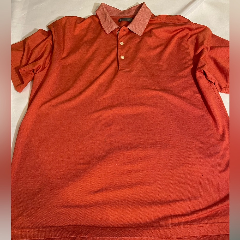 Daniel Cremieux Signature Collection Men’s Large Orange White collar Polo cotton